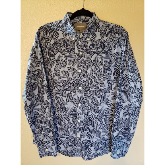 Bonobos Other - Bonobos Mens Casual Long sleeve button down shirt Blue Tropical  size L Slim Fit